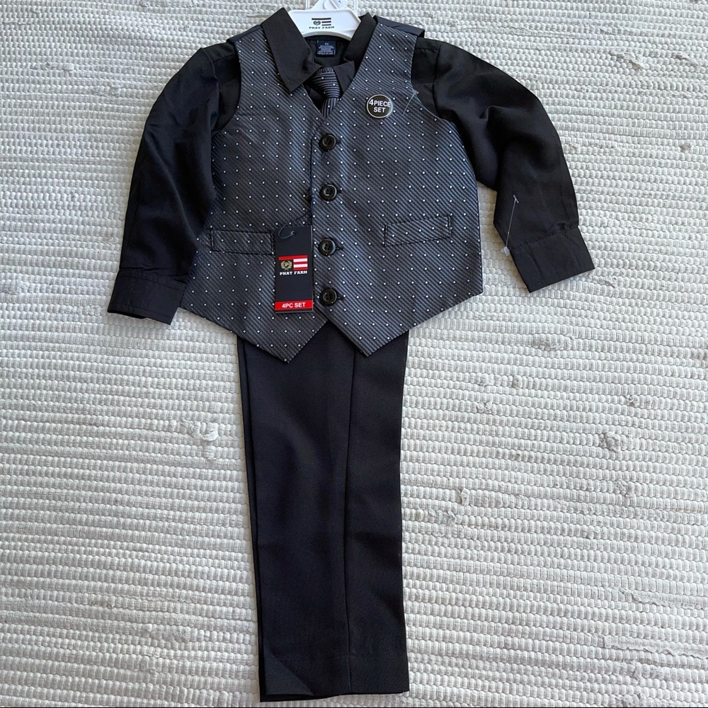 Phat Farm Black and Gray Boys 4-Piece Dress Set